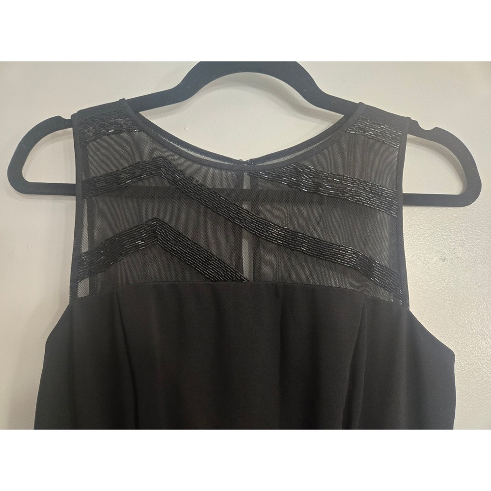 Lauren Ralph Lauren Black Beaded Mesh Yoke Evening Gown Maxi Dress Size 2 - Picture 7 of 8